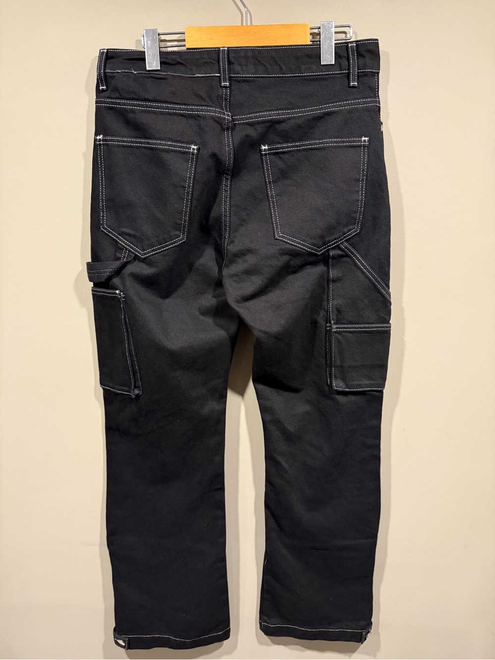 AMIRI Rare mens Black Straight Carpenter Jeans with Contrast white Stitching image 3